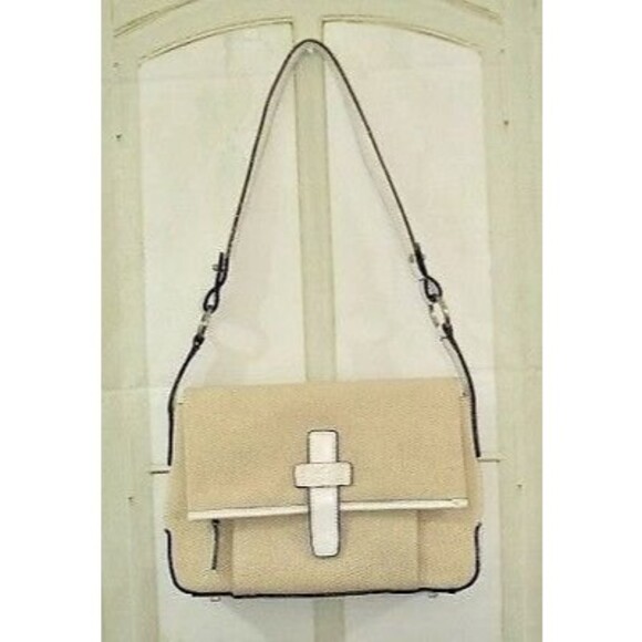 Stone Mountain Shoulder Bag Cream Canvas Leather Trim Purse Handbag NWOT - Picture 3 of 10
